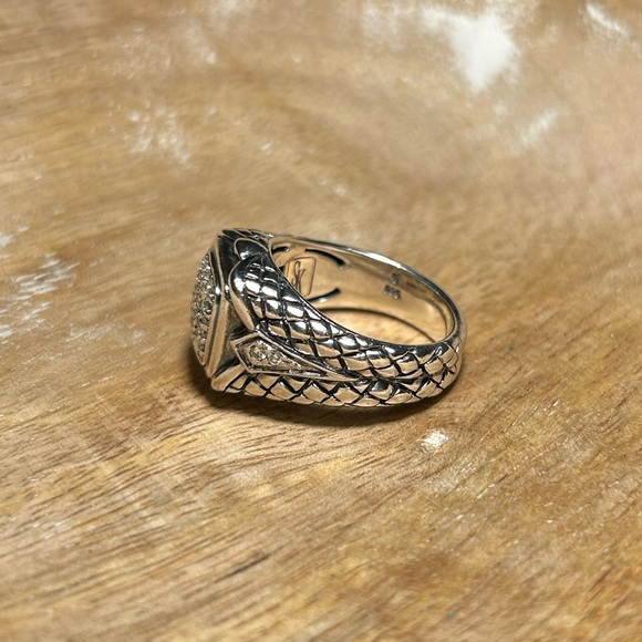 Scott Kay 925 Sterling Silver Pave Diamond Basket Weave Square Ring - Picture 5 of 16